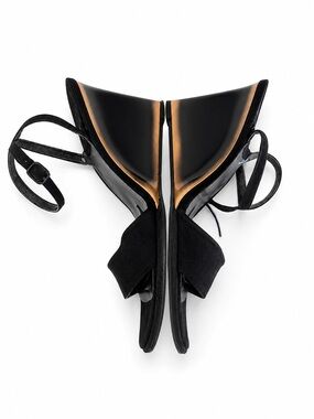 STUART WEITZMAN Black Suede Wedge Sandals Ankle Strap Heels 7.5